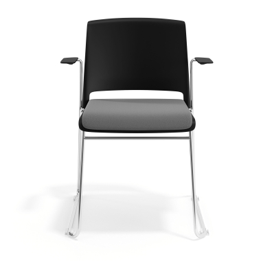 silla confidente negro gris con brazos tapizada tela sin brazos 6
