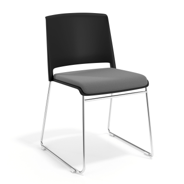 silla confidente negro gris sin brazos tapizada tela sin brazos 1