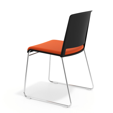 silla confidente negro naranja sin brazos tapizada tela sin brazos 5