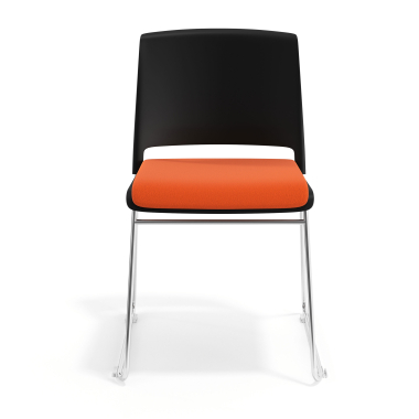 silla confidente negro naranja sin brazos tapizada tela sin brazos 6