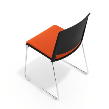 silla confidente negro naranja sin brazos tapizada tela sin brazos 7