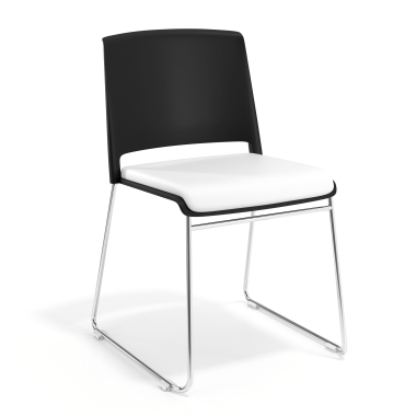 silla confidente negro blanco sin brazos tapizada tela sin brazos 1