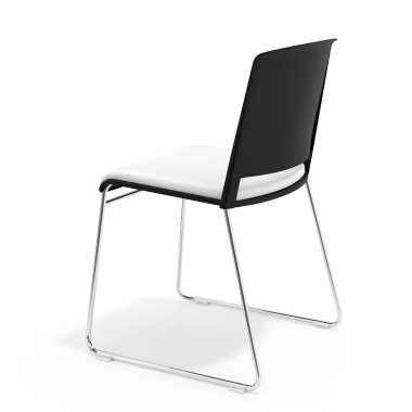 silla confidente negro blanco sin brazos tapizada tela sin brazos 4