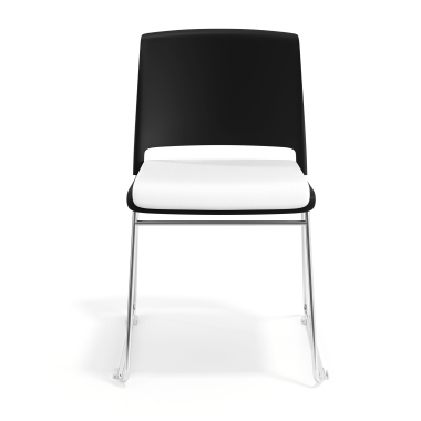 silla confidente negro blanco sin brazos tapizada tela sin brazos 5