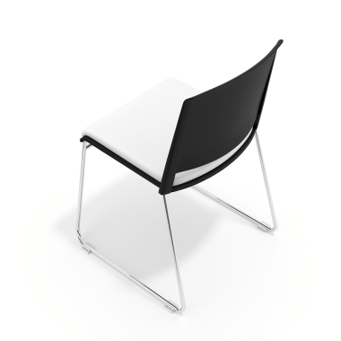 silla confidente negro blanco sin brazos tapizada tela sin brazos 6