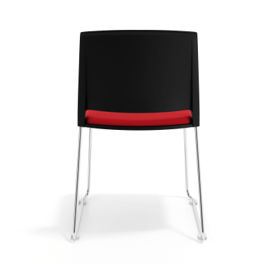 silla confidente negro rojo sin brazos tapizada tela sin brazos 4