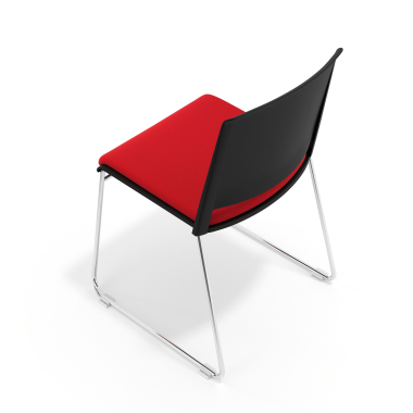silla confidente negro rojo sin brazos tapizada tela sin brazos 7