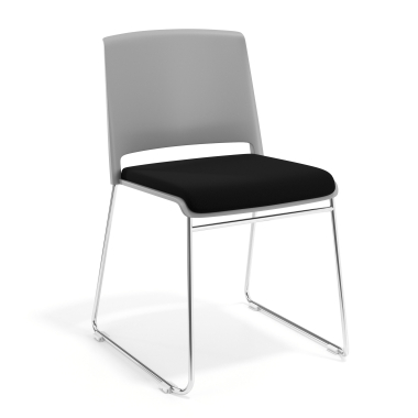 silla confidente gris negro sin brazos tapizada tela sin brazos 1