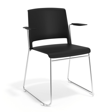 silla confidente negro con brazos tela brazos fijos 1