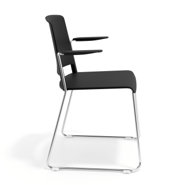 silla confidente negro con brazos tela brazos fijos 3