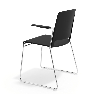 silla confidente negro con brazos tela brazos fijos 5
