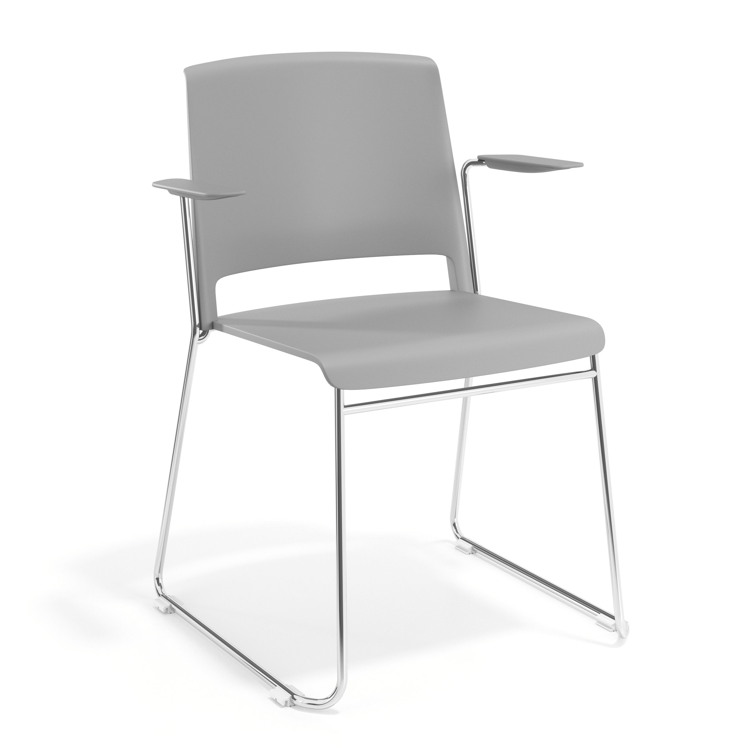 Silla Confidente con brazos Hest, apilable, estructura patin