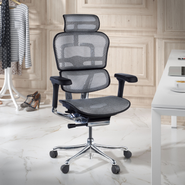 silla ergonomica gris estructura negra red malla brazos regulables 5d reposacabezas 2