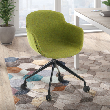 silla confidente negro verde giratoria con ruedas tela brazos tapizados 2