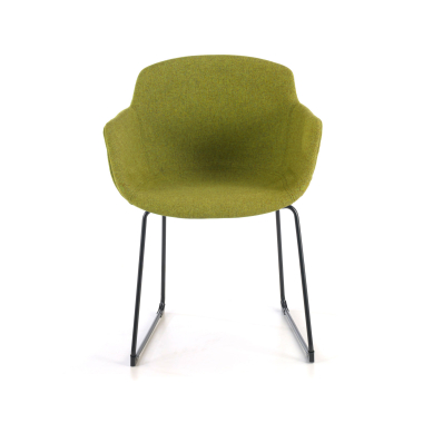 silla confidente negro verde estructura patin malla brazos fijos 3