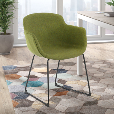 silla confidente negro verde estructura patin malla brazos fijos 2