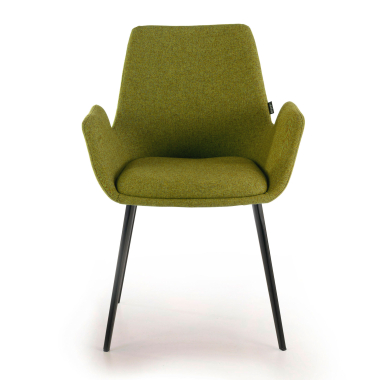 silla confidente negro verde 4 patas tela brazos tapizados 3