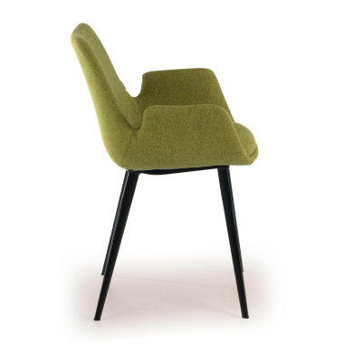 silla confidente negro verde 4 patas tela brazos tapizados 6