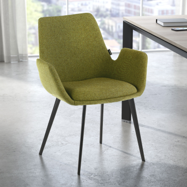 silla confidente negro verde 4 patas tela brazos tapizados 2