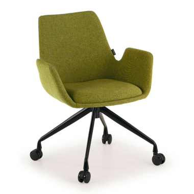 silla confidente negro verde giratoria con ruedas tela brazos tapizados 1