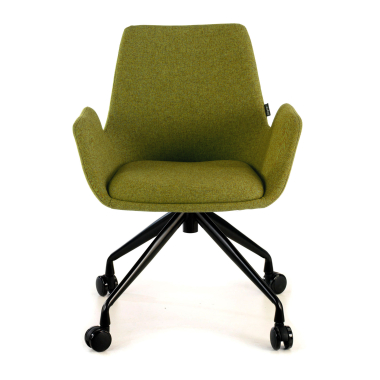 silla confidente negro verde giratoria con ruedas tela brazos tapizados 3
