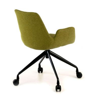 silla confidente negro verde giratoria con ruedas tela brazos tapizados 4
