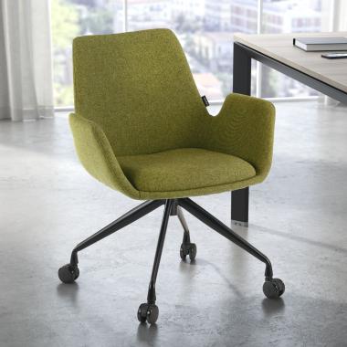 silla confidente negro verde giratoria con ruedas tela brazos tapizados 2