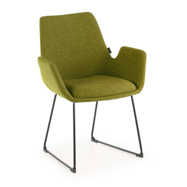 silla confidente verde estructura patin tela brazos fijos 1