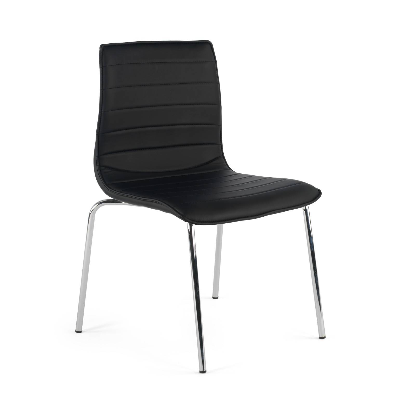 Silla confidente Alisa, Estructura cromada, Ecopiel