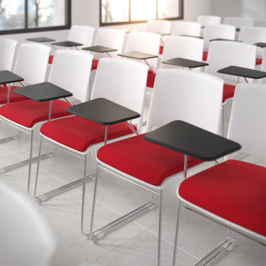 silla con pala blanco rojo con pala de escritura tapizada tela sin brazos 2