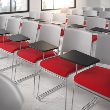 silla con pala gris rojo con pala de escritura tapizada tela sin brazos 2