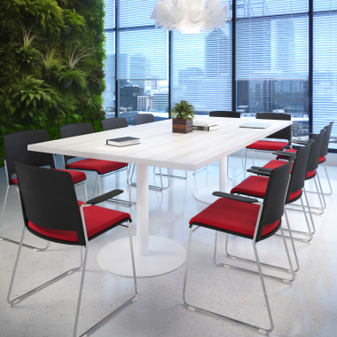 silla confidente negro rojo con brazos tapizada tela sin brazos 2