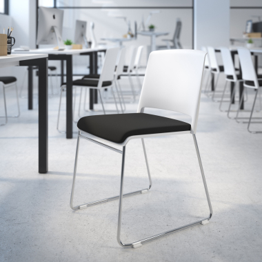 silla confidente blanco negro sin brazos tapizada tela sin brazos 2