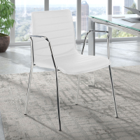 Silla de Visitas Alisa con brazos, Estructura cromada, Ecopiel
