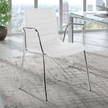 silla de visita blanco con brazos piel sintetica brazos fijos 2