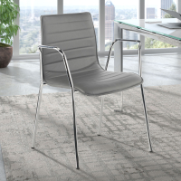 Silla de Visitas Alisa con brazos, Estructura cromada, Ecopiel