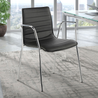 Silla Cube 4 Patas c/Brazos Cromo Negro_1
