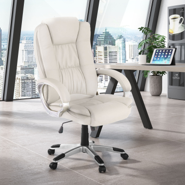 sillon de oficina blanco baviera piel sintetica brazos tapizados 2