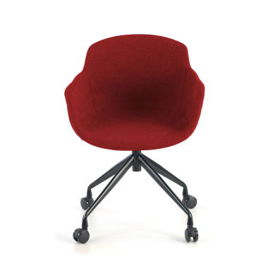 silla confidente negro rojo giratoria con ruedas tela brazos tapizados 3