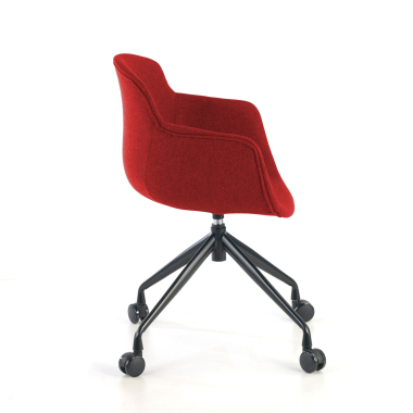 silla confidente negro rojo giratoria con ruedas tela brazos tapizados 6