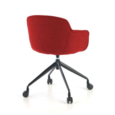 silla confidente negro rojo giratoria con ruedas tela brazos tapizados 7