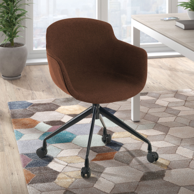 silla confidente negro marron giratoria con ruedas tela brazos tapizados 2