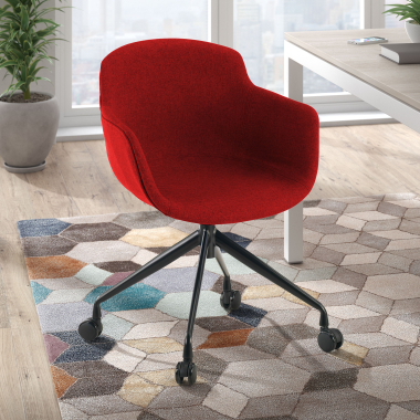 silla confidente negro rojo giratoria con ruedas tela brazos tapizados 2