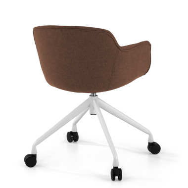 silla confidente blanco marron giratoria con ruedas tela brazos tapizados 5