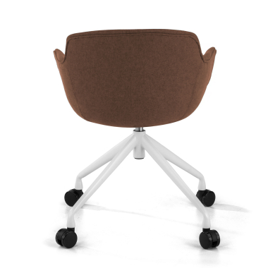 silla confidente blanco marron giratoria con ruedas tela brazos tapizados 6