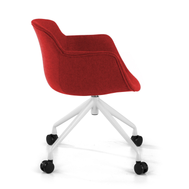 silla confidente blanco rojo giratoria con ruedas tela brazos tapizados 4
