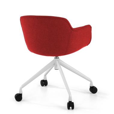 silla confidente blanco rojo giratoria con ruedas tela brazos tapizados 5