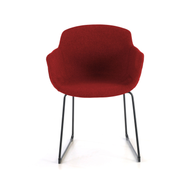 silla confidente negro rojo estructura patin malla brazos fijos 3