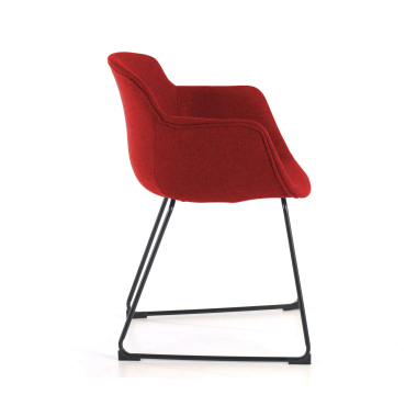 silla confidente negro rojo estructura patin malla brazos fijos 5