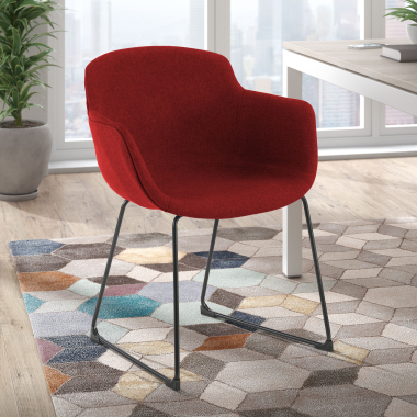 silla confidente negro rojo estructura patin malla brazos fijos 2